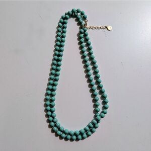 Charter Club Beaded Faux Pearl Necklace Chain Green Fashion